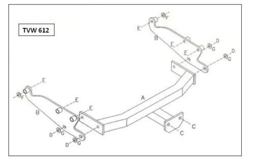 Volkswagen T4 1991 - 2003 (Inc. Step In Bumper) - Tow Trust Fixed Flange Tow Bar