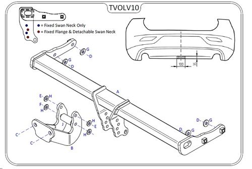 Volvo V40 Cross Country 2012 Onwards - Tow Trust Flange Towbar