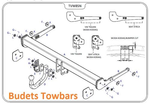VW Tiguan (Inc. R-Line) 2016 Onwards - Tow Trust Swan Neck Towbar