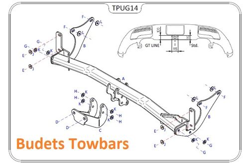 Peugeot 3008 Towbar Crossover 2017 - 2019 Tow Trust Flange Tow bars