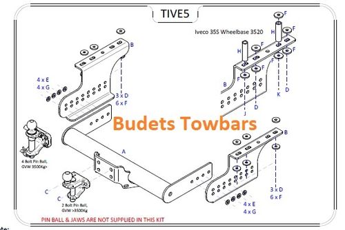 Iveco Daily Van 2014 > 2022 30S to 50C Tow Trust Flange Tow Bar - See Fit Guide
