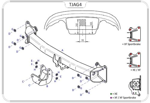 Jaguar XF Sportbrake (X260) (Est) 2017 Onwards - Tow Trust Flange Towbar