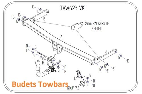 VW Golf 7 Hatch (Suitable With OE Panel) 2012 - 2017 - Tow Trust Detachable Towbar