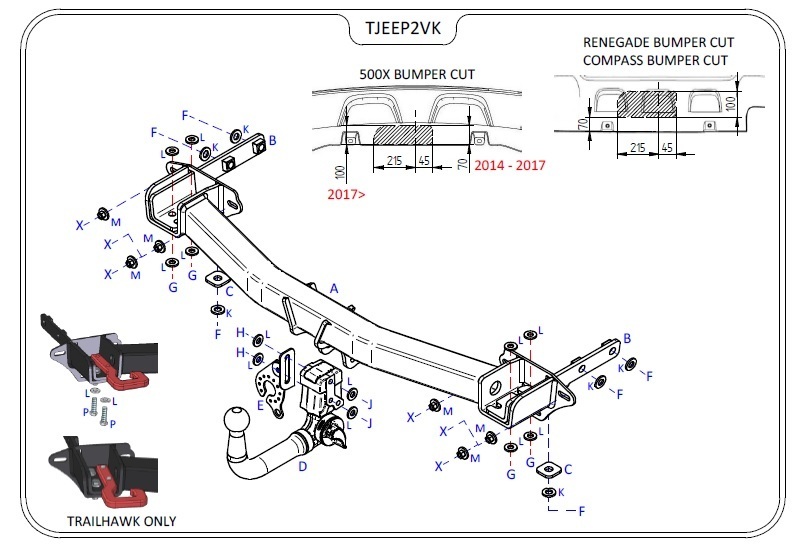 Jeep Renegade (Inc. Trailhawk) 2015 Onwards - Tow Trust Detachable Towbar